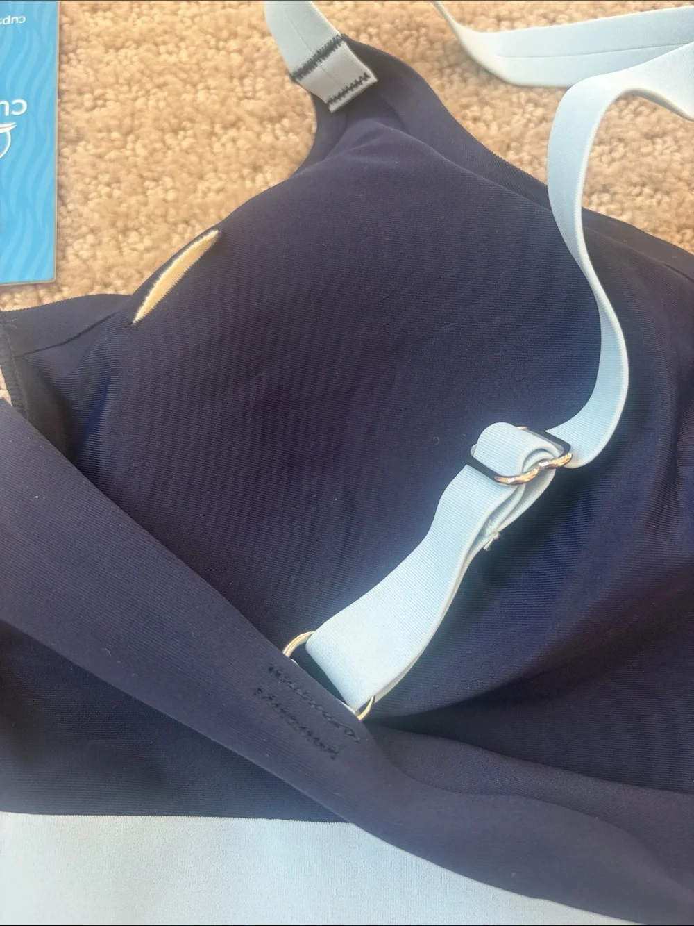 NWT Cupshe Navy and Light Blue High-Waist Sporty Bikini Set - Picture 6 of 9